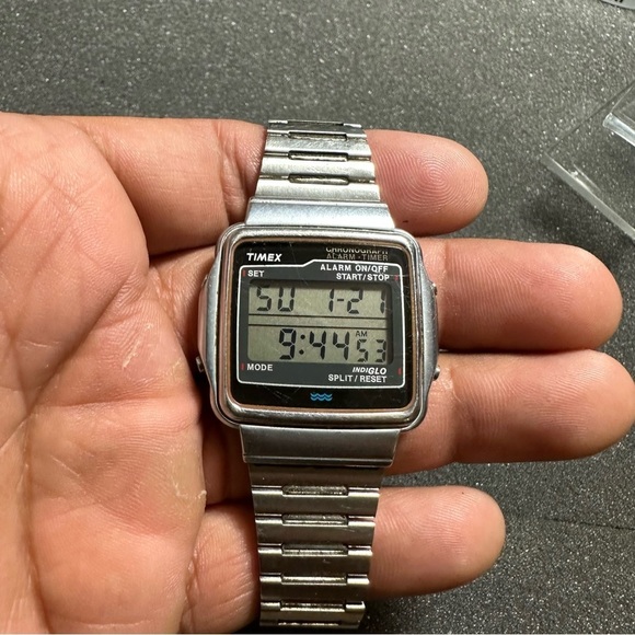 Timex Other - Vintage Timex FA Cell Mens Digital Alarm Chrono Silver Tone Quartz Watch Working